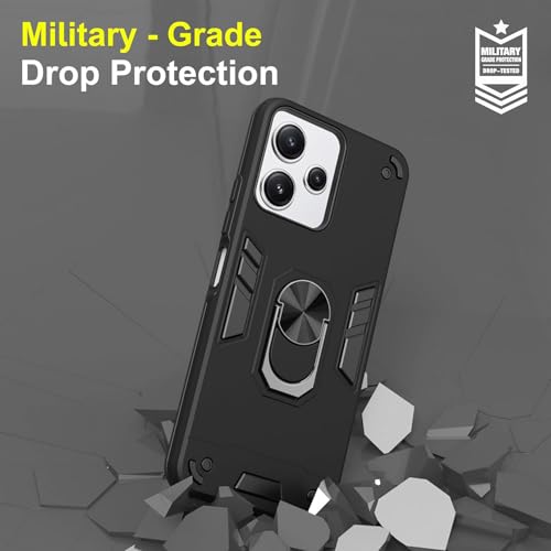 Image of NDCOM Redmi 12 5G & Poco M6 Pro 5G Back Cover with Kickstand Ring Holder