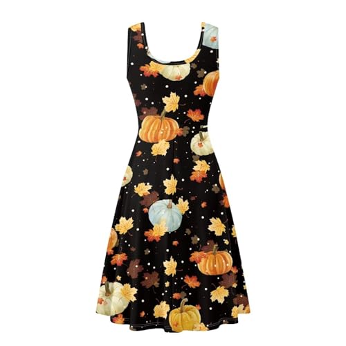 Image of TOADDITDO Women's Sleeveless O Neck Beach A-Line Party Coctail Tank Dresses Flared Sundress