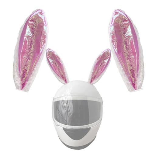 1 Pair Shiny Helmet Bunny Ear Ski Bicycle Motorcycle Helmet Decoration Helmet Accessories Helmet Horns Helmet Ears Pink