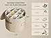 Vailando Shoe Organizer for Closet - Cylindrical Shoe Storage Organizer with Removable Dividers, Rectangular Compartment, Foldable, Beige, 1-Pack