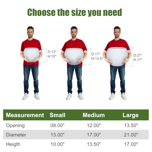 13.5 H x 17" Dia (12" Pot Opening) Round Fiberstone Planter with Drainage Hole, White, Indoor/Outdoor Large Plant Pot for Home Patio Garden, Ideal for Plants (White, 16in)