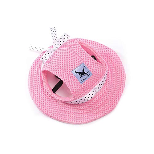 Pet Cap, Round Hat Fashion Dog Canvas Princess Hat Baseball Adjustable Chin Strap Sun Protection Visor for Puppy Dog (M… - Image 2