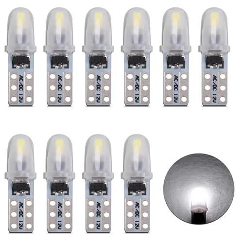 SUCANY Ampoule T5 LED,Ampoule à LED 2721 27 37 286 PC74,12V 40LM 0.4W 2SMD 3014 Chips,Convient Aux Indicateurs Du Tableau De Bord Et Du Groupe D'Instruments De L'Automobile (Blanc - 10 Pièces)