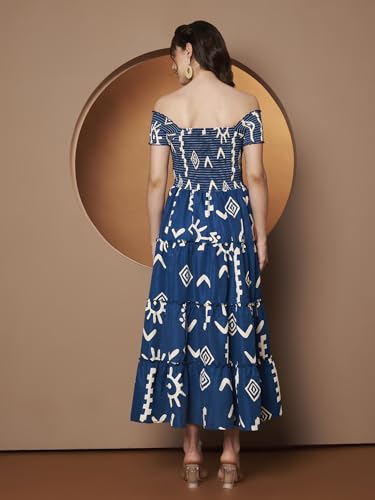 Image of ZWERLON | Dress for Women | Elegant Off-Shoulder Tiered Maxi | Short Sleeve Ruffle Detail | Casual Chic Look