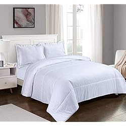 Colchas De Hotel Sibiles - Colcha Bouti Verano Hotel de Satén 200 Hilos Cutí Rayas Blancas con Cojines (Cama 150/160)