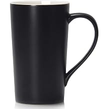 Smilatte 20 Ounces Extra Large Coffee Mug, M007 Plain Tall Big Ceramic Tea Cup with Handle for Dad Men, Black