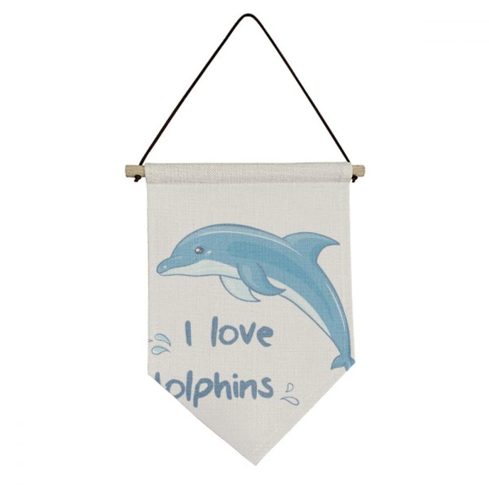 Drapeau I Love Dolphins en toile, l'idée cadeau idéale pour chambre enfant