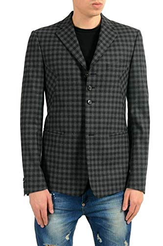 Versace Men's 100% Wool Plaid Four Button Blazer Sport Coat Us 38 It 48 #TOP6