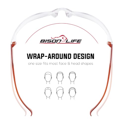 Image of BISON LIFE Clear Safety Glasses - ANSI Z87.1 Certified Scratch & Impact Resistant Eye Protection Goggles for Men & Women
