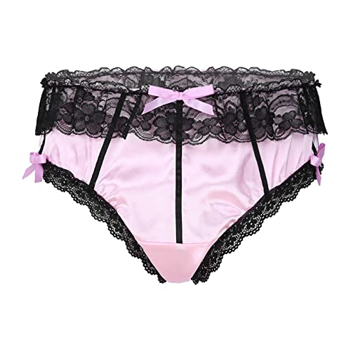 Men's Feminine Panties Silky Satin Thong Sissy Knickers Panties French Maid Crossdress Briefs3
