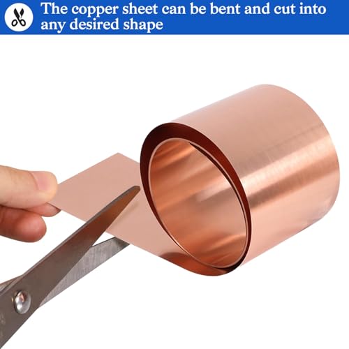 Kupferblech Rolle 1000 x 50 x 0,2 mm,99,9% Reinkupfer Kupferband weich & biegsam,leitfähig,Kupferstreifen für DIY,Elektronik,Handwerk,Modellbau