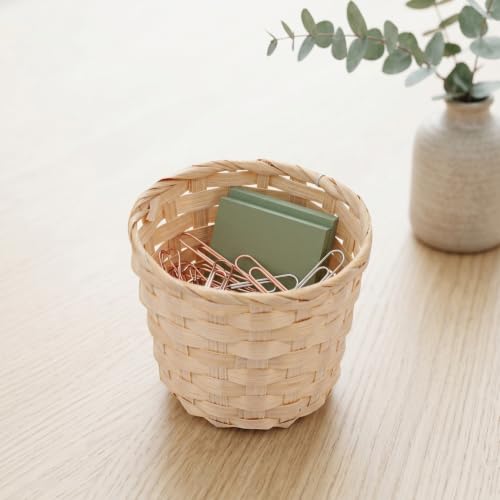 Cestas de almacenamiento de madera y bambú con acabados artesanales rústicos 4