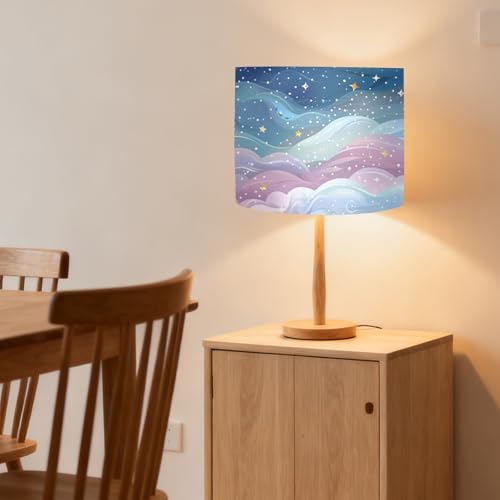 Image of Nuxovilar Lamp Shades Set of 2, 13 inch Top x 13 inch Bottom x 10 inch High (Spider) | Table lamp shades dreamy starry sky design bedroom guest room covers light accessories (Starry)