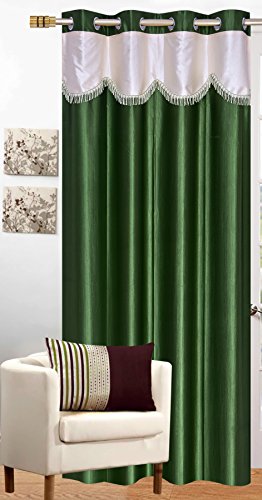 Image of K 2 6 Creation polyresin Solid Crush Lace Curtain for Window (5 feet), (Green)