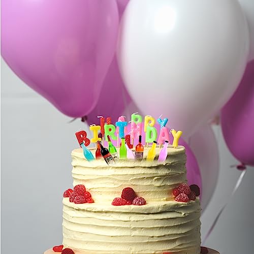 Giantree 27 Stück Puppenhaus Zubehör, 1/12 Miniatur Weinflaschen und Gläser Mini Cocktail Gläser Puppenhaus Mini Champagner Flaschen Bunte Geburtstag Party Kuchen Toppers für Puppenhaus Dekoration