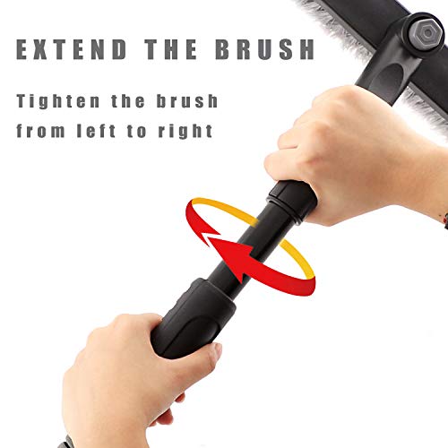 Rest-Eazzzy Snow Brush Removal Extendable for Car Windshield, 2 in 1 Ice Scraper with Foam Grip and Rotating Brush Head, Heavy Duty ABS (Grey)