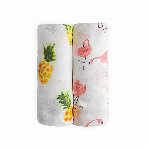 Image of Little Unicorn Cotton Muslin Swaddle Blanket Set | Set of 2 | 100% Cotton | Super Soft | Newborns and Infants | Large 47 x 47 | Machine Washable (Pink Ladies)