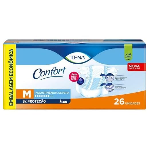 Tena Confort, Fralda Geriátrica para Incontinência Urinária, M - 26 unidades