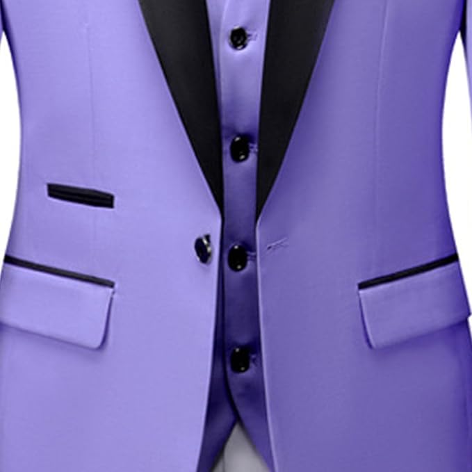 Men's 3 Piece Slim Fit Wedding Suits Solid Color Shawl Lapel Groom Tuxedo Sets Party Dinner Prom Dress Blazer3