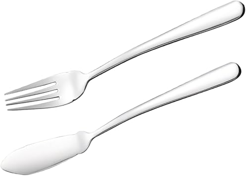 Mobestech Fish Knife and Fork Set Stainless Steel, Silver Dinnerware