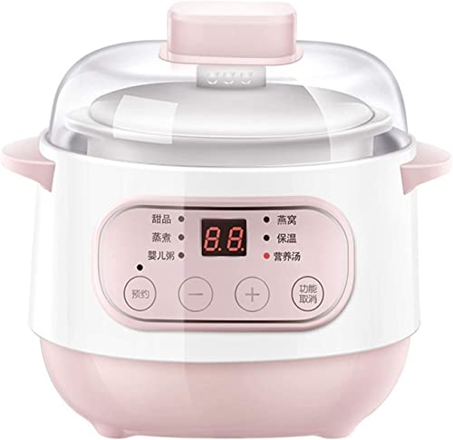 Household multi-function intelligent electric slow cooker ceramic boiling pot 200W intelligent reservation+timed electric cooker 1L household,A