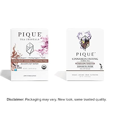 Pique Organic Cinnamon Spice Herbal Tea Crystals - Caffeine-Free Fasting Tea for Healthy Digestion, Warming Cinnamon Supports Healthy Metabolism - 28 Single Serve Sticks (Pack of 1)