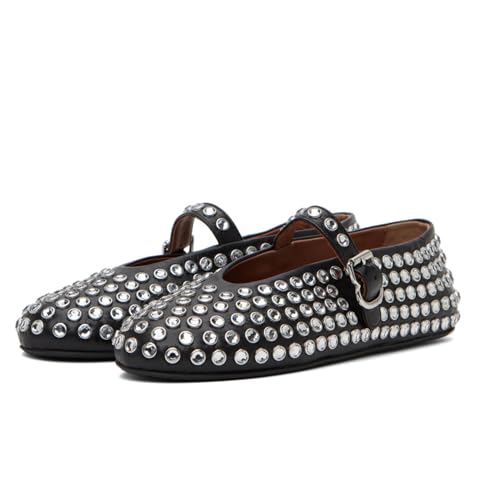 DOEYG - Ballerines à talons plats en maille pour femmes avec boucle, confortables, décontractées, pour le bureau, Noir 2, 8