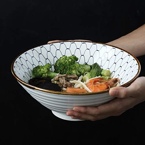Duża ceramiczna miska ramen, 23 cm, 1500 ml, retro miska do zupy do ramenu, Udon, Soba, Pho i azjatyckiego makaronu - idealna do jadalni i rozrywki