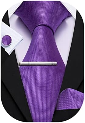 Barry.Wang Men Tie Set Pure Color Necktie Handkerchief Cufflink Silk Exquiste Party Classic Anniversaries