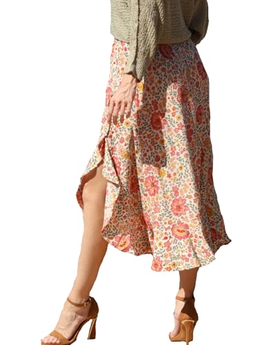 Angie Women's Midi Length Ruffle Slit Skirt2