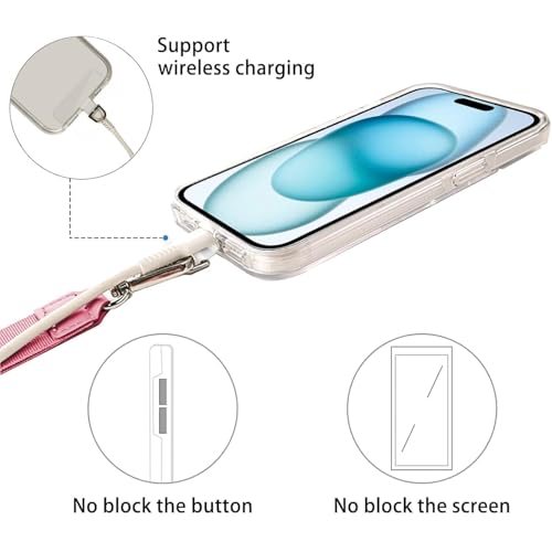 MOLOPPO Phone Lanyard - 1 Pack with 21.65 in Adjustable Neck Straps,1 Clear Phone Clip Phone Tether Tab, Anti-Theft Crossbody Lanyard for Most Smartphones,Pink - Image 2