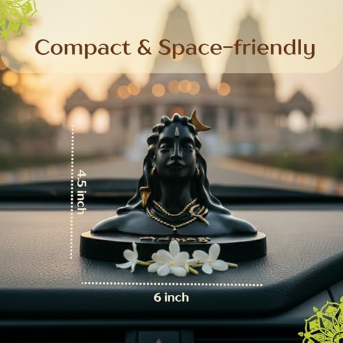 Estatua Adiyogi 4.5 Pulgadas para Auto en Resina Negra miniatura 2