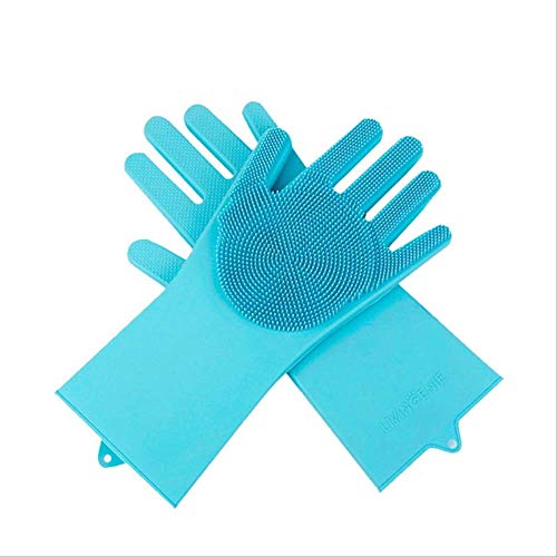 Preisvergleich Produktbild Haushalt Spulhandschuhe Scrubber Glove Food Hundebürste Autowaschhandschuhe Reinigung Waschmaschine Geschirr Handschuhe Küchenzubehör 2St Blau Grün