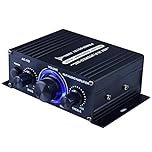 DASNTERED Power Amplifier, AK170 Amplifier, DC12V HiFi Music Receiver for Home Car, Mini 2 Channel HiFi Super Bass Subwoofer with AUX/USB Input, Speaker/Earphone Output