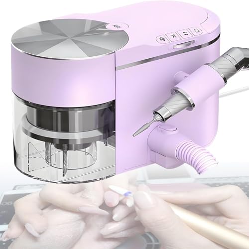 GerCxxly - Appareil combiné de polissage et d'aspiration des ongles,Puissante aspiration de 200W,Haute vitesse de 30 000 tr/min,Faible niveau sonore,pour un usage domestique et professionnel Purple