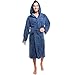 Produktbild aqua-textil Föhr Bademantel mit Kapuze blau L Baumwolle Morgenmantel Damen Herren Saunamantel Frottee Mantel
