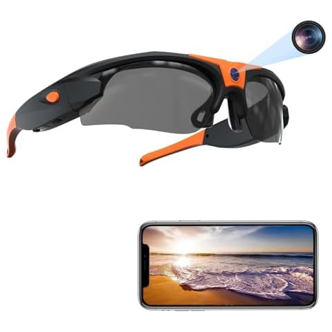 Hereta 4K Wifi Camera Sunglasses Sports HD 1080P Video Recording Glasses DVR Eyewear with UV400 Protection Polarized Lenses for Outdoor Sports Supports iOS&Android (32GB TF card included) (Orange) Cover