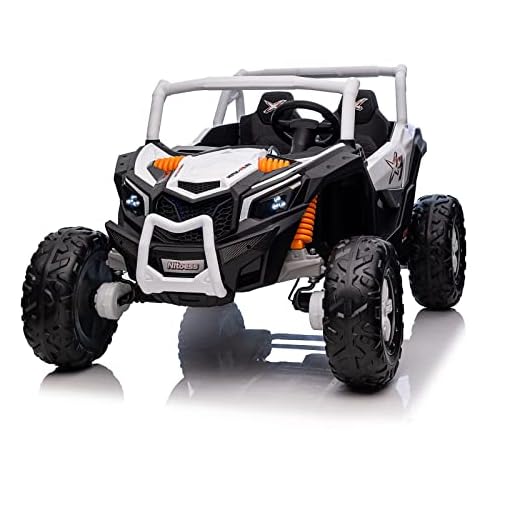 Nitoess 2023 New XXXL 24V Ride on UTV for Kids 2 Seater, 4x4 Ride On Buggy Power 2WD/4 Wheeler 380W Motor with Remote Control, 3-12yrs Electric car w/EVA Rubber Tires Bluetooth/AUX/TF Slot(White)