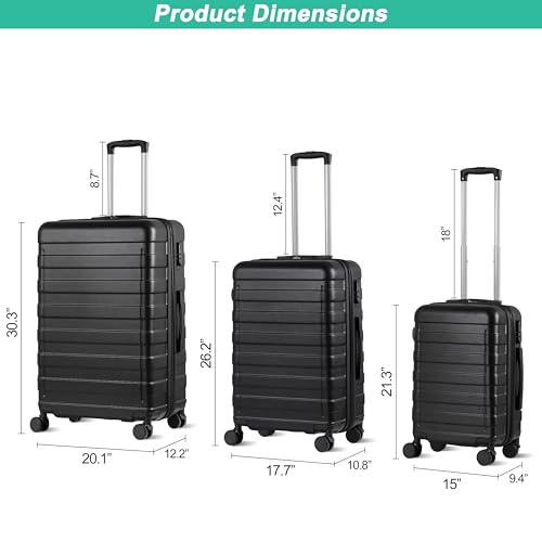 LEMY Hardside Expandable Luggage, Waterproof Suitcase with Spinner Wheels&Height Adjustable Handle for Travel, Business Trips, Black3