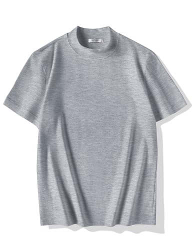 Image of COOFANDY Mens Mock Turtleneck Shirts Casual Premium Cotton Short Sleeve Shirt Basic Half Neck T-Shirts