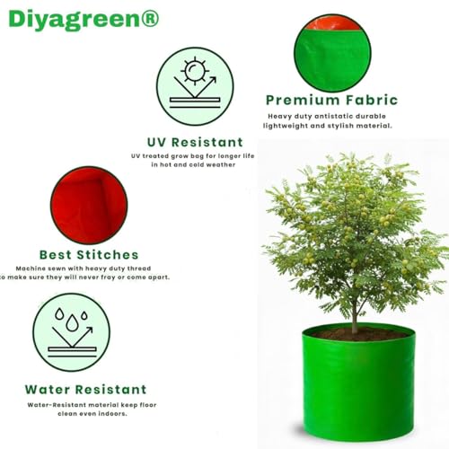 Image of 18x18 Big Size Grow Bags for Terrace Gardening, Premium HDPE Green-Orange Large Planters for Fruit Tree (Pack of 4, 18x18)