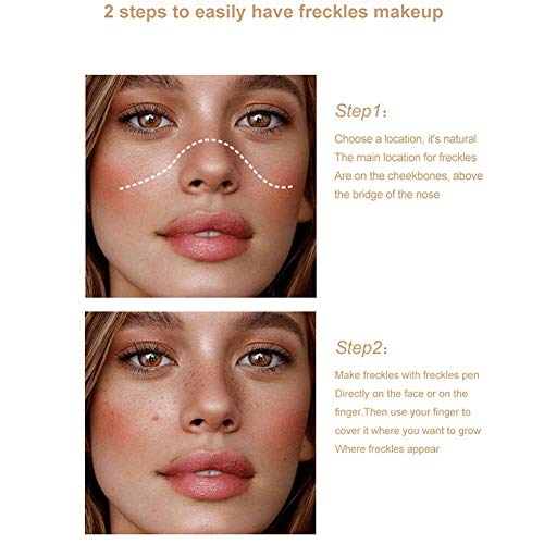 Evpct 2Pcs Natural Fake Freckles Phreckles Pen Kit Set,Light Brown & Dark Brown Faux Freckles Pen Pencil Makeup Set Long Lasting Waterproof Neutral Lightweight Freckle Tattoo Maker Tool thumb #4