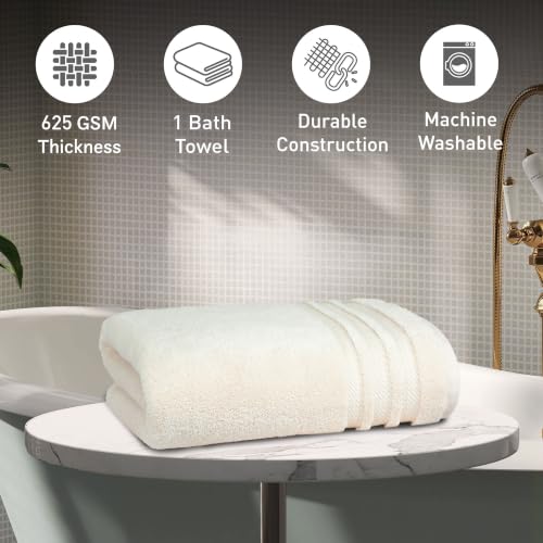 Image of MYTRIDENT Towels for Bath Large Size | Finesse Collection, 1 Piece Bath Towel | 75 cm x 150 cm | 625 GSM, Zero-Twist, Luxuriously Soft, 100% Cotton, Linen