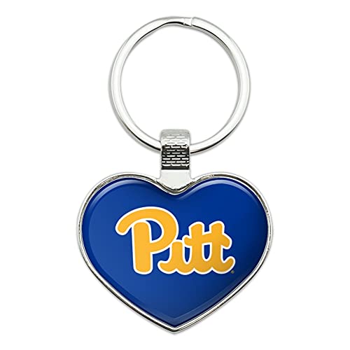 University of Pittsburgh Primary Logo Keychain Heart Love Metal Key Chain Ring