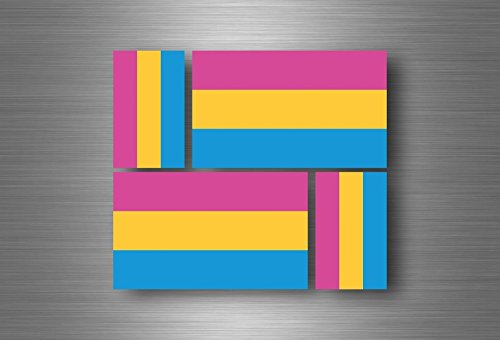 Akachafactory Adesivo Stemma Bandiera Arcobaleno Pansessualità - Sticker Vinile 7,5x5 Cm, Resistente All'Acqua E UV - 3