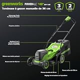 Greenworks 48V (24V x 2) Tagliaerba a batteria,larghezza di taglio 36 cm, fino a 400 m², e Tagliabordi senza fili con testa di alimentazione automatica, con 1 batteria 4Ah e caricabatteria - 3