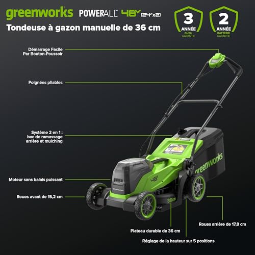 Greenworks POWERALL 48V 24V x 2 Tondeuse 36cm + 24V Coupe bordure 25cm Gen. II Kit - vue 3