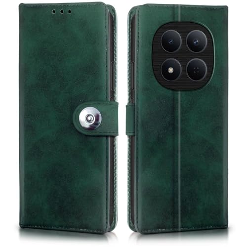 Image of WOW IMAGINE Shock Proof Flip Cover Back Case for Redmi Note 15 Pro 5G (Magnetic Button Flip Case | Wallet Pockets & Stand | Leather Finish | Forest Green)