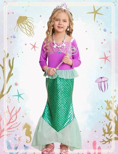 Disfraz completo de sirena para niñas 2-8 años miniatura 3