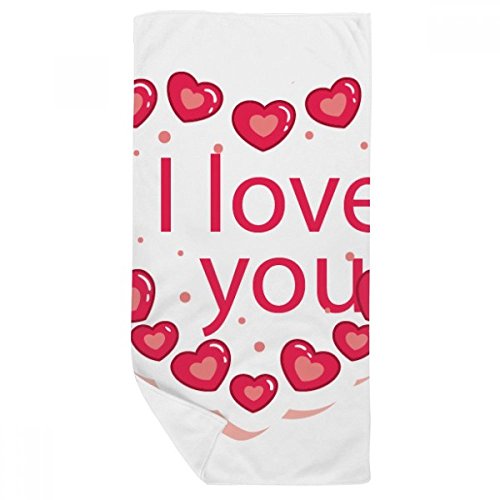 Serviette de bain rose cœur I Love You douce multicolore 35x70cm